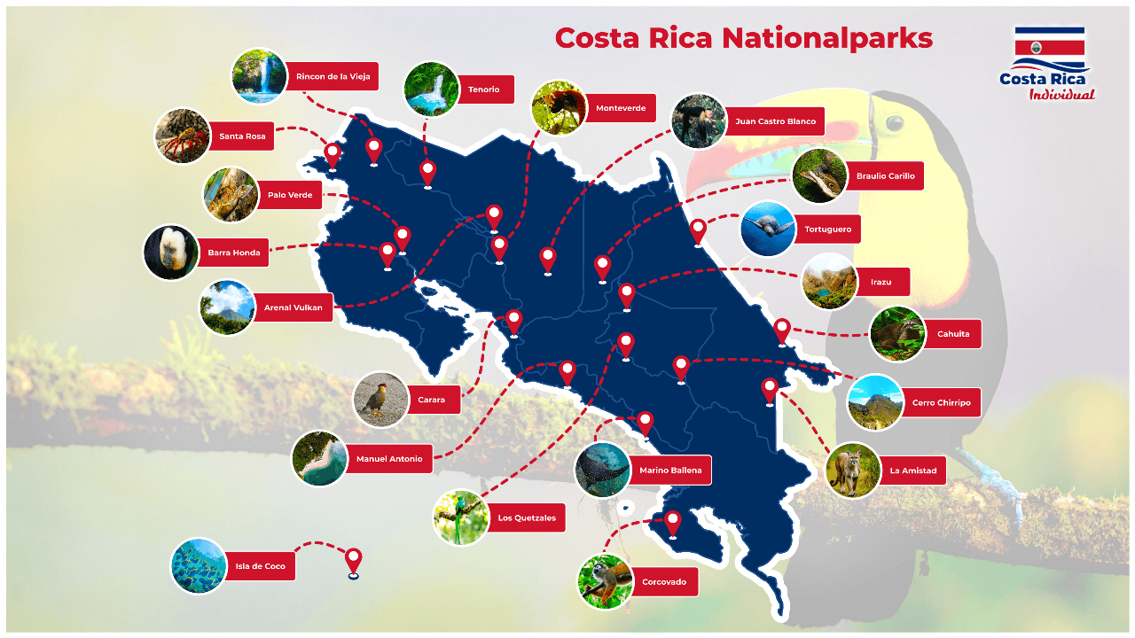 Costa Rica Nationalparks Karte